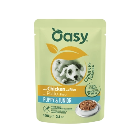 Oasy Strips in Gravy Puppy & Junior z kurczakiem i ryżem 100g